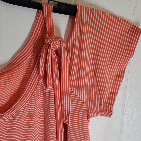 a.n.a Womens XL Coral Striped Blouse with Tie Shoulders 🌏5/$10🌏 - Picture 3 of 6
